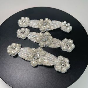 Vintage Beaded faux Pearl and rhinestone with bugle beads patched sew ons